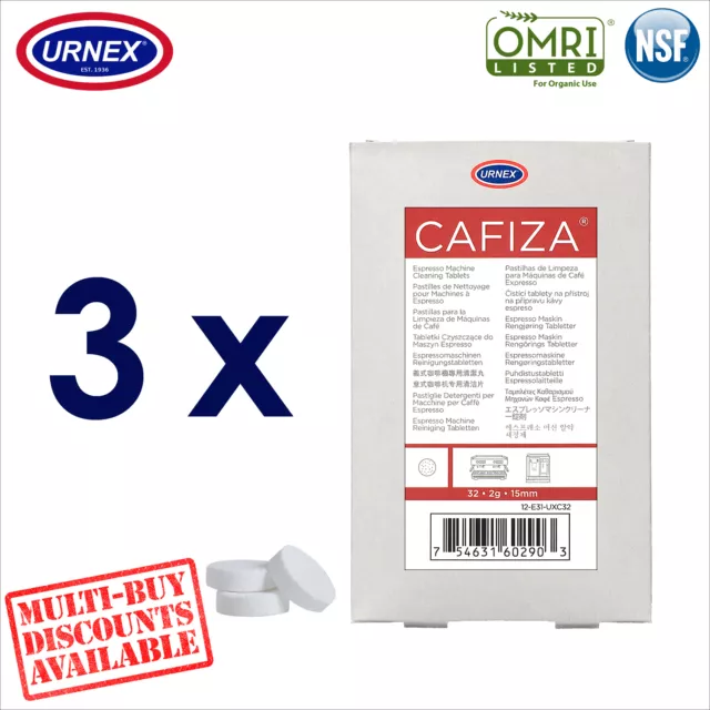 3 x Urnex CAFIZA 32 Cleaning Tablets Cleaner Coffee Espresso Machine Organic