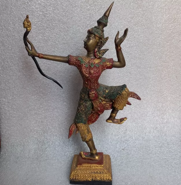 Statue Brass Asian Thai Hindu Prince Phra Rama With Bow Bronze  Height 10 inch 2