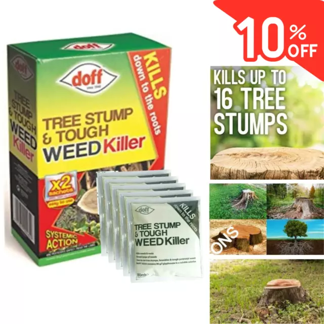 Doff Tree Stump Killer Tough Weed Weedkiller Deep Root Brushwood Sachet 1-6 UK