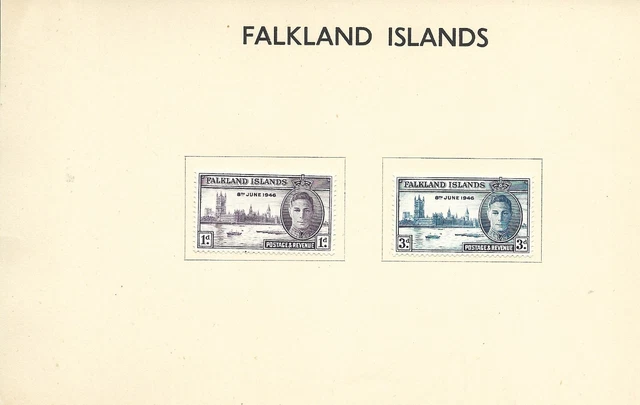 8/6/46 King George V1 Victory & Peace Mint Hinged Falkland Islands Stamps
