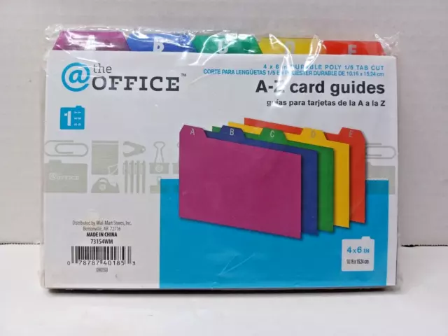 Oxford Poly Index Card Dividers A-Z Guides 4 x 6 Durable Asst'd Colors  1/5 Cut