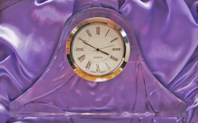 NAPOLEON DESK MANTEL CLOCK 14cm 6" LEAD CRYSTAL GLASS Ladies Home Gift ENGRAVED