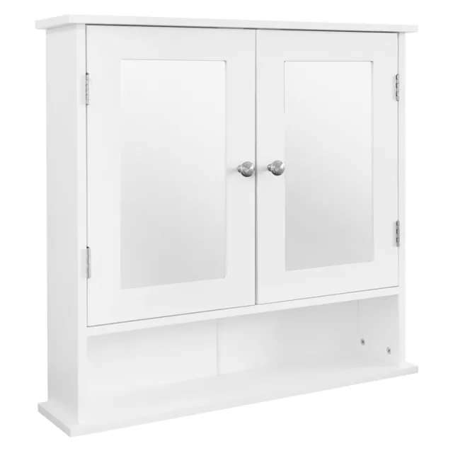 Armadietto pensile da bagno specchiera mobiletto a muro bianco 2 ante 56x58x13cm