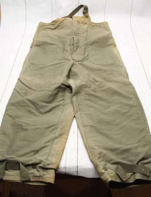 VTG 1940'S WW2 US Navy Wool Lined Deck Bibs Pants Overalls NXsx 38068 ...