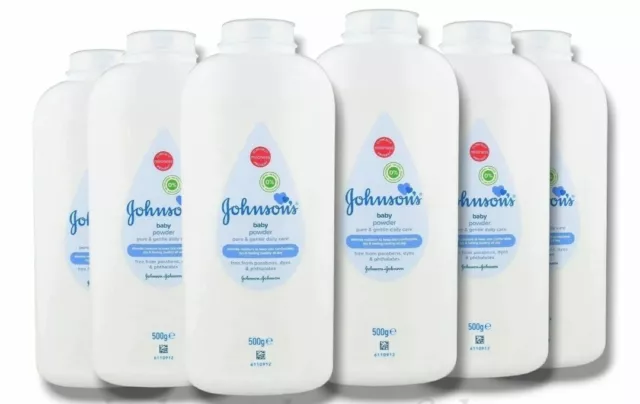 6 x Johnsons Baby Powder Pure & Gentle Daily Care 500g