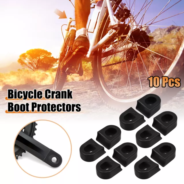 10 Pcs Silicone Bicycle Cycling Crank Boot Protector Crank Arm Cover Black