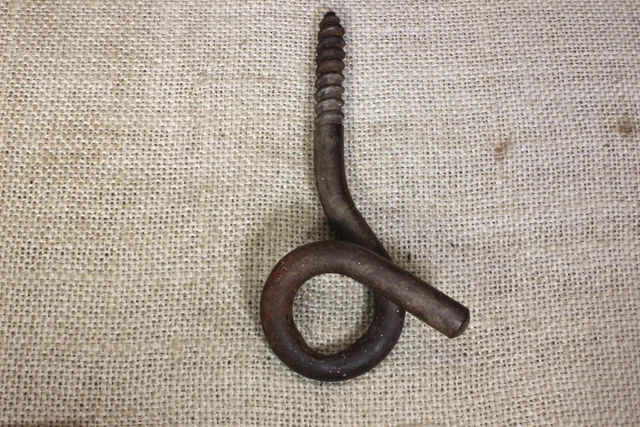 old Plant Hook full twist Safety pig tail hanger for windy Porch rustic vintage