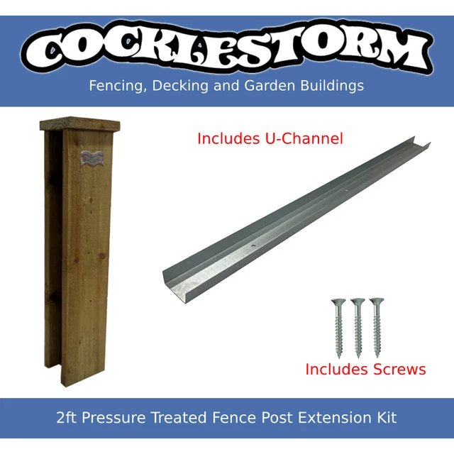2FT TANALISED TIMBER/CONCRETE Garden Fence Panel Post Extension Kit £20