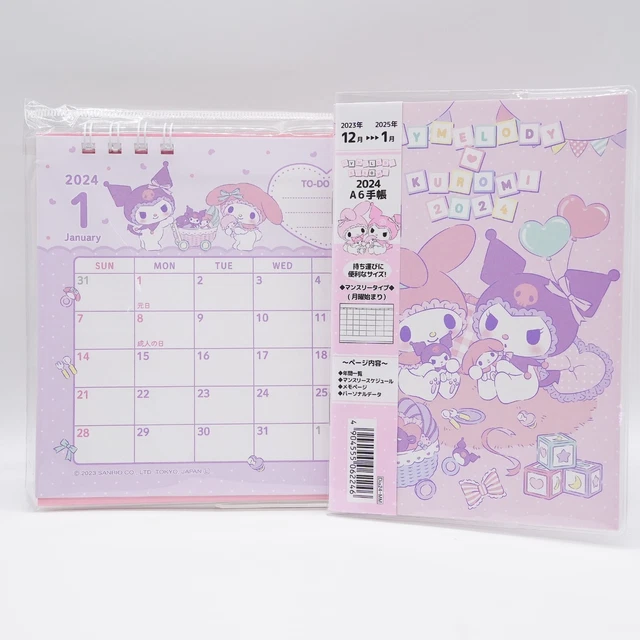SANRIO MY MELODY & Kuromi 2024 Desktop Calendar + A6 Schedule Book Made