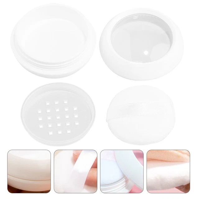 1 Lose Pulver Box Pulver Subpackaging Box mit Pulverpuff (weiß) einstellen
