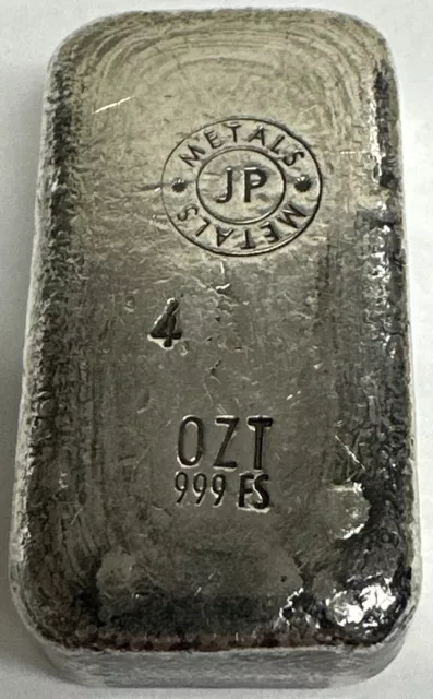 JP 4 oz Hand-Poured .999 Fine Silver Bar RARE! (SG22)