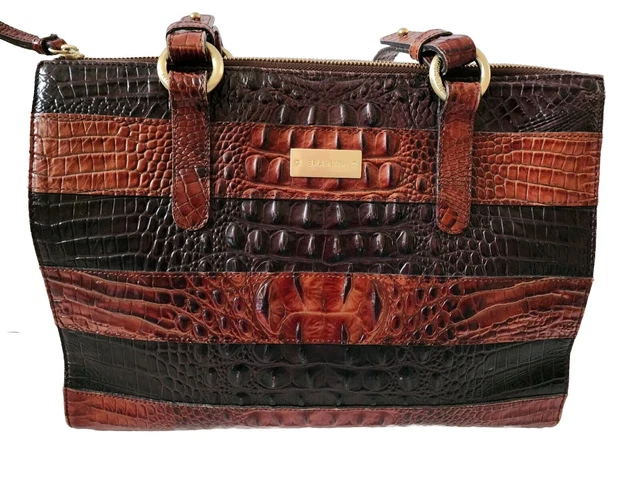 Brahmin Medium Arno Melbourne Tote Handbag Purse, Croc Embossed Leather, Browns