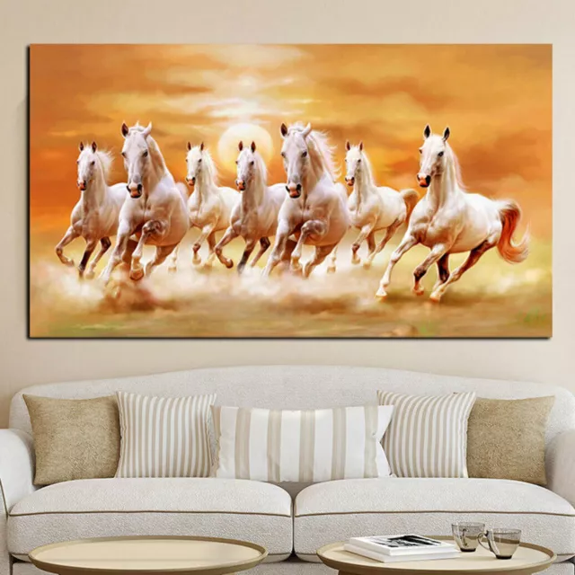 Animal Art 7 Running Horses Canvas Painting Wall Art Picture For Living-Room NEW