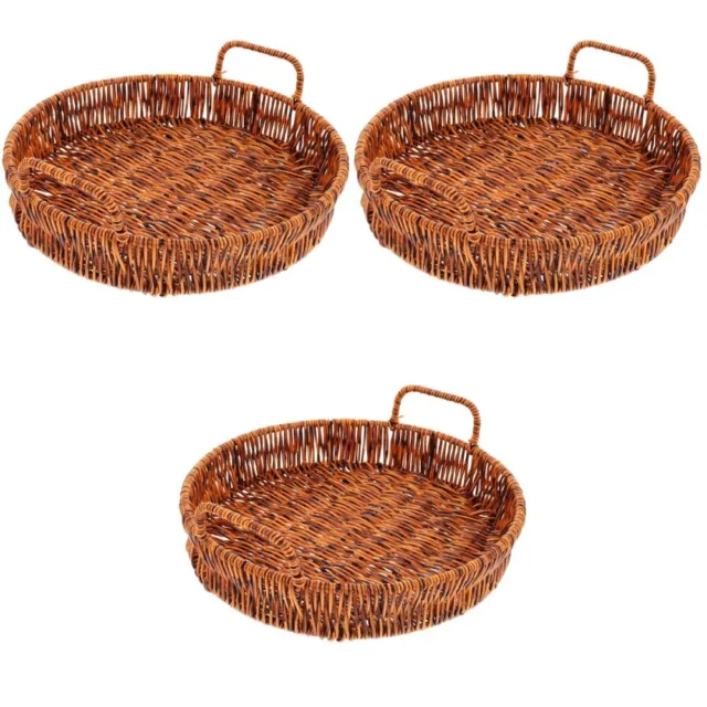 Set of 3 Kitchen Basket Imitation Rattan Woven Home Storage Baskets Tray