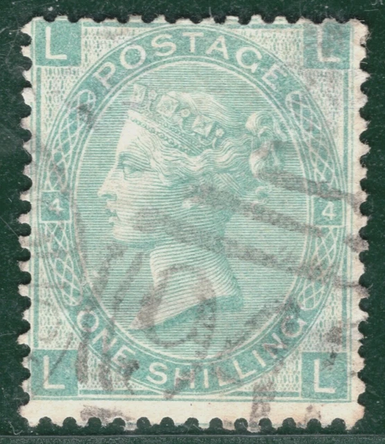 GB QV Stamp SG.101 1s Green Plate 4 (1865) EMBLEMS Numeral Used Cat £275 PIRED64