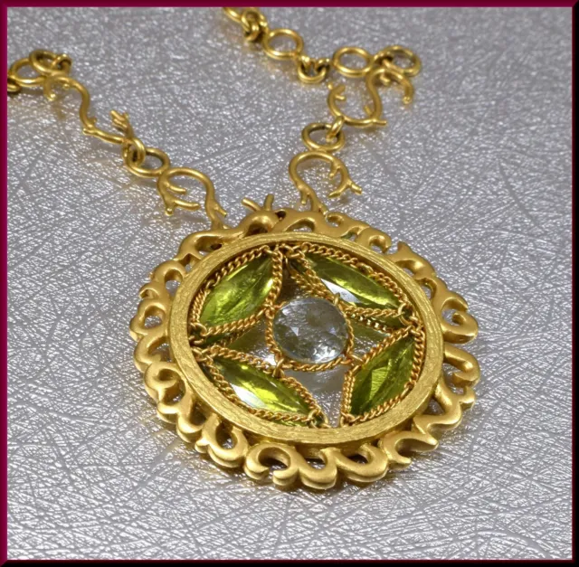 Anthony Nak 18K Yellow Gold Peridot and Blue Topaz Pendant with Chain