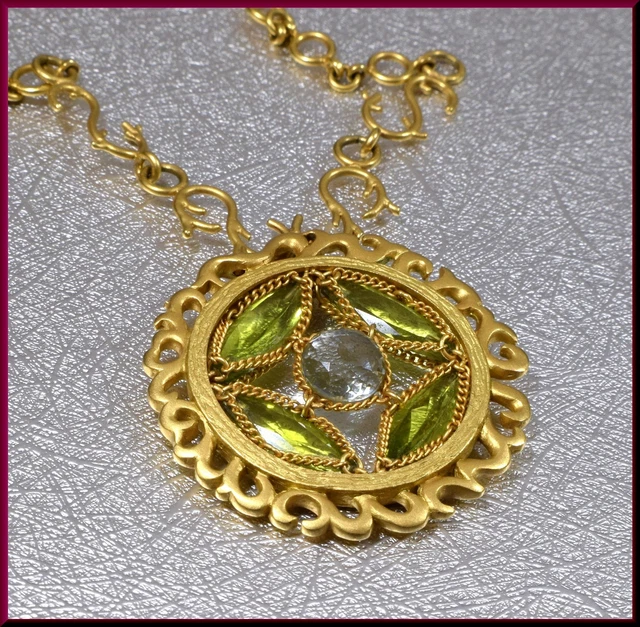 Anthony Nak 18K Yellow Gold Peridot and Blue Topaz Pendant with Chain Anthony Nak 18K Yellow Gold Peridot and Blue Topaz Pendant with Chain