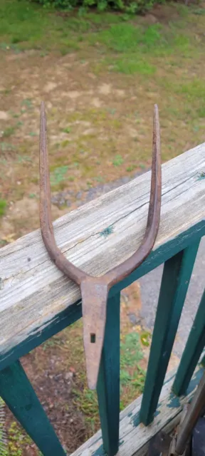 Antique Big Fork Pitchfork Hand Forged Iron Gardening Tool Vintage