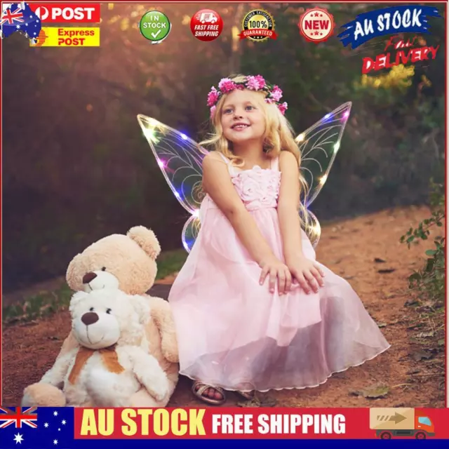 Girls Angel Wings Lightweight Wearable Wings Crafts with Light for Holiday (F)