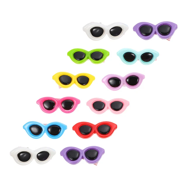 12 piezas gafas para mascotas horquilla plástico novedad clips para el pelo perros