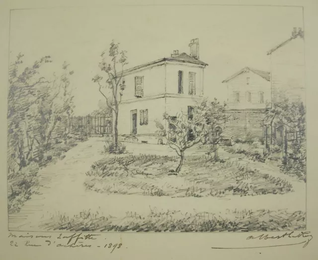 Albert The Roy 1898 Houses-Laffitte Home Of 22 Rue Archères Drawing Original