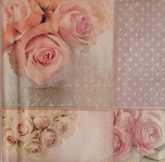 4x paper napkins, use for decoupage.Flowers.4 Servilletas  decoradas flores