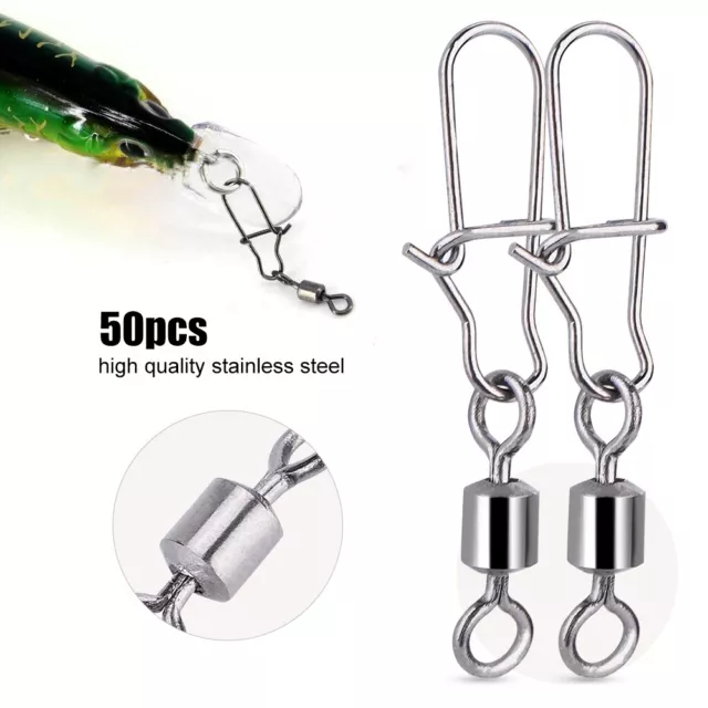 (4)Ball Bearing Swivel 50pcs Fishing Barrel Swivels For Freshwater For