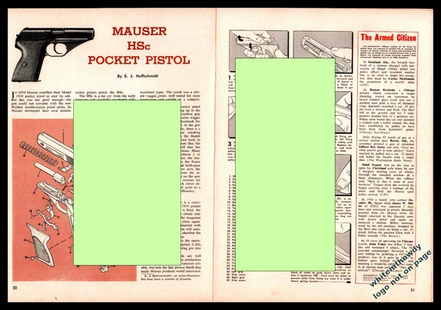 1960 MAUSER HSC Pocket Pistol Exploded View Parts List 2-page Assembly ...