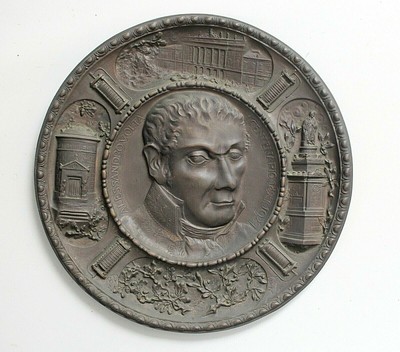Bassorilievo Antico In Metallo Raffigurante Alessandro Volta 