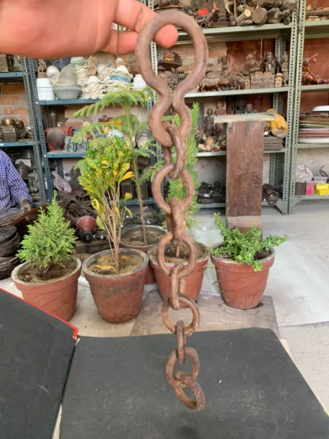 1800's Antique Old Rustic Iron Hand Forged Chain Tying Chain Collectible 13.5"