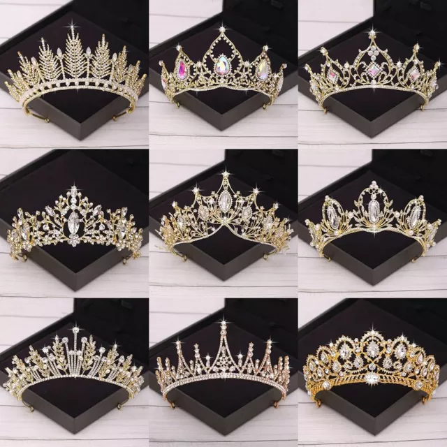 1pc Bridal Golden Crystal Crowns Bride Diadema Rhinestone Headpiece Wedding Hair