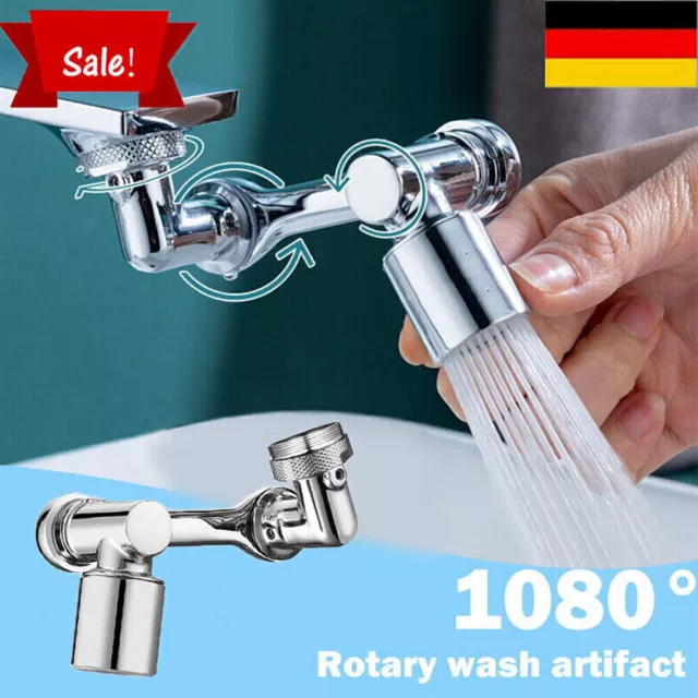2x 1080° Universal Wasserhahn Splash Filter Schwenkbare Sprühkopfverlängerung DE 3