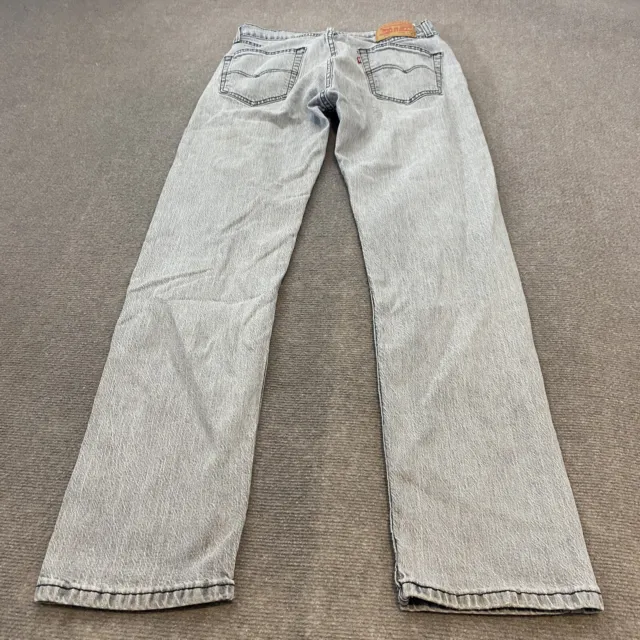 Levis 505 Jeans Mens Straight Leg Gray Wash Distressed Denim Measures 31x32