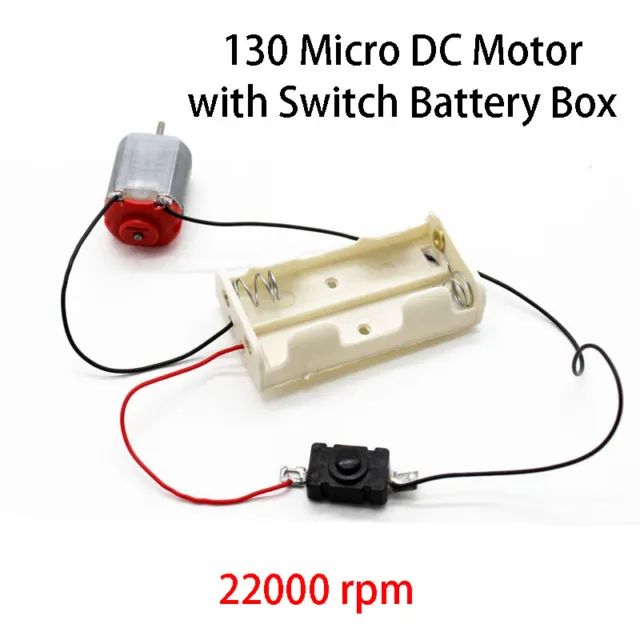 Micro DC Motor 3V 22000 rpm Small 130 Electric Motors with Switch Battery Box