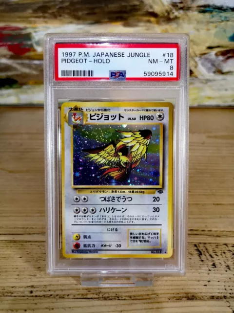 Pidgeot PSA 8 Pokemon card. Jungle Set Japanese rare holo #18 WOTC NM-MINT.