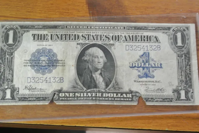 Series 1923 $1 Blue Seal Large Note Silver Certificate . COUPLE OF TEARS