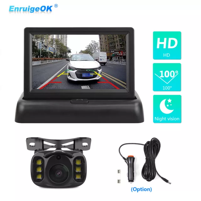 4.3" Backup Camera Car Rear View Reverse Parking Night Vision & Foldable Monitor