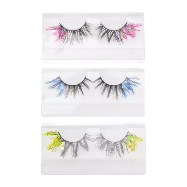 3 Pairs Chemical Fiber Colored False Eyelashes Fake