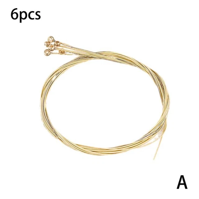 Gold 6Pcs/Set Replacement Acoustic Steel Guitar StRings 1st-6th Folk Rustproo G0