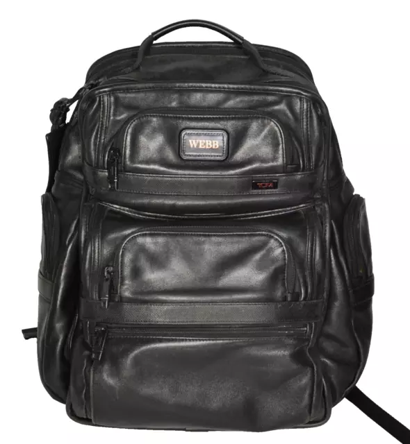 TUMI Alpha 2 96578D2 Black LEATHER T-Pass Business Brief Backpack, MSRP $725