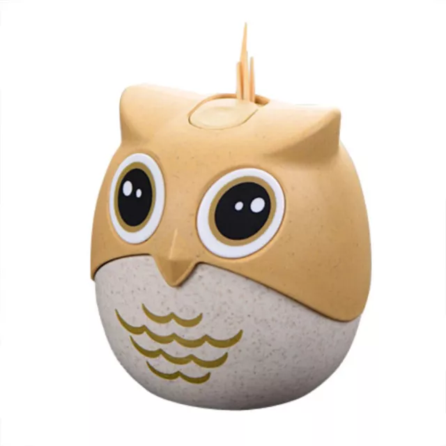 Owl Shaped Toothpick Holder Container Wheat Straw Table Toothpick Storage Box