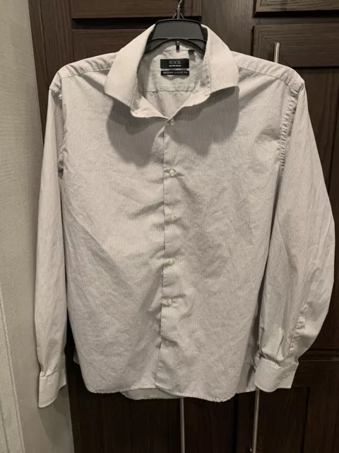 saks fifth avenue Black Brand Men’s Grey Dress Shirt Long Sleeved Modern Classic