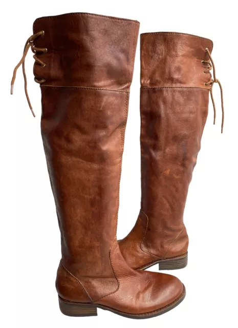 Vince Camuto Fays Brown Leather Cuffed Knee High Tall Riding Boots Women’s 7.5 B