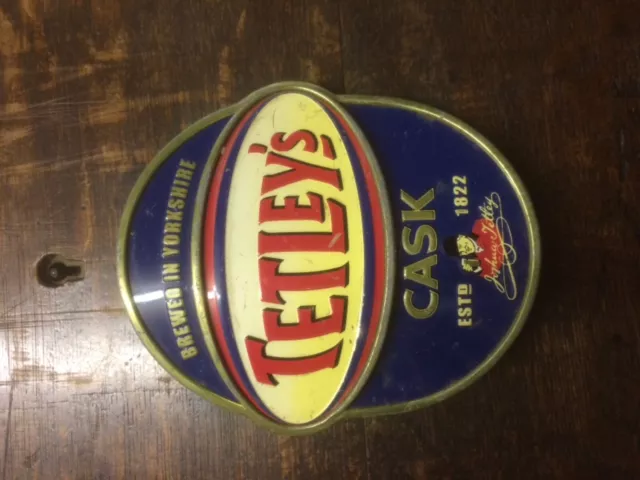 Tetley's Cask Metal Beer Pump Sign Pub Home Bar Man Cave