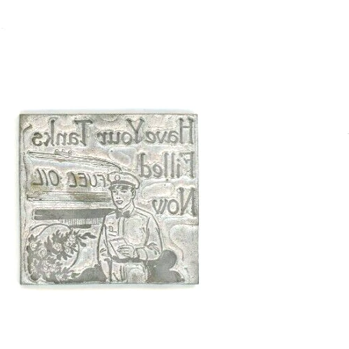 VINTAGE ACME FUEL Oil Printers Plate Ad Olympia Wa Oil Man Flowers