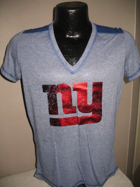 NFL New York Giants Football Foil Shine Logo T Shirt Womens Sizes Nwt Majestic