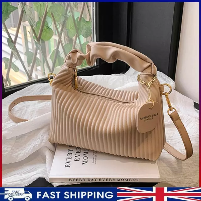 ~ Women Crossbody Bag Casual Pleated Cloud Shoulder Bags Girls Tote Purses (Khak