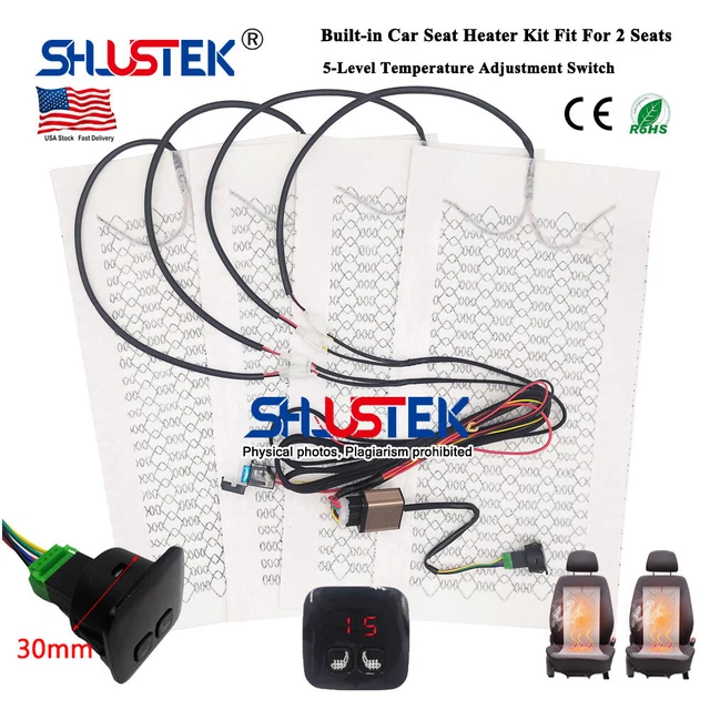 Universal Car Seat Heater Kit 12V Carbon Fiber Pad Digital Display Switch System