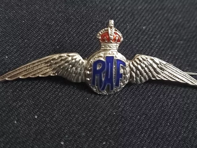 Ww11 Raf Silver Enamelled Wings Sweetheart Badge