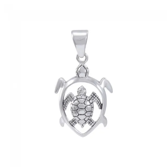 TURTLE .925 STERLING Silver Pendant by Peter Stone Jewelry Beach Sea ...